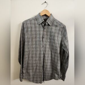 Joseph Abboud Men's Gray Plaid Button-down Long Sleeve Shirt Casual Size Small‎